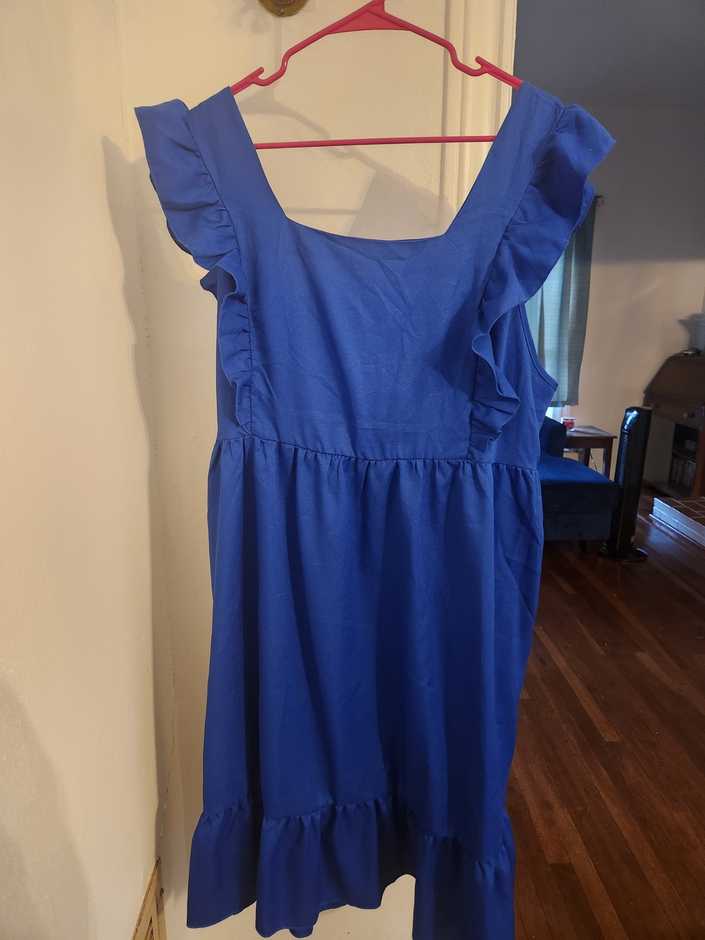 SHEIN Royal Blue Ruffle Sleeve Casual Dress